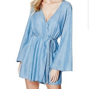 Guess bell sleeve chambray dress
